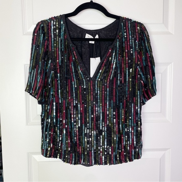 Velvet by Graham & Spencer Shopbop Nikky Sequin Top NWT Women’s Size XS - Picture 4 of 11